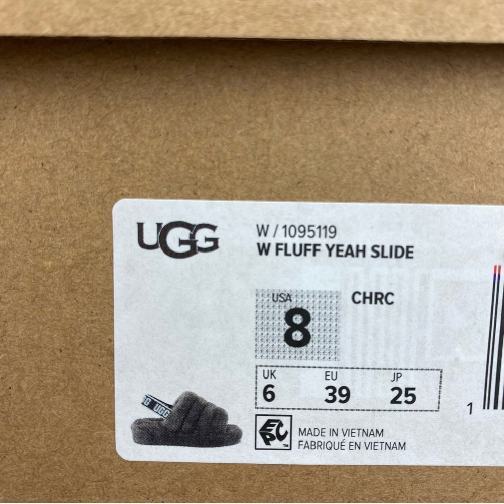 UGG Fluff Yeah Slide Charcoal Gray CHRC 1095119 NEW Women’s Size 8 - Picture 10 of 10